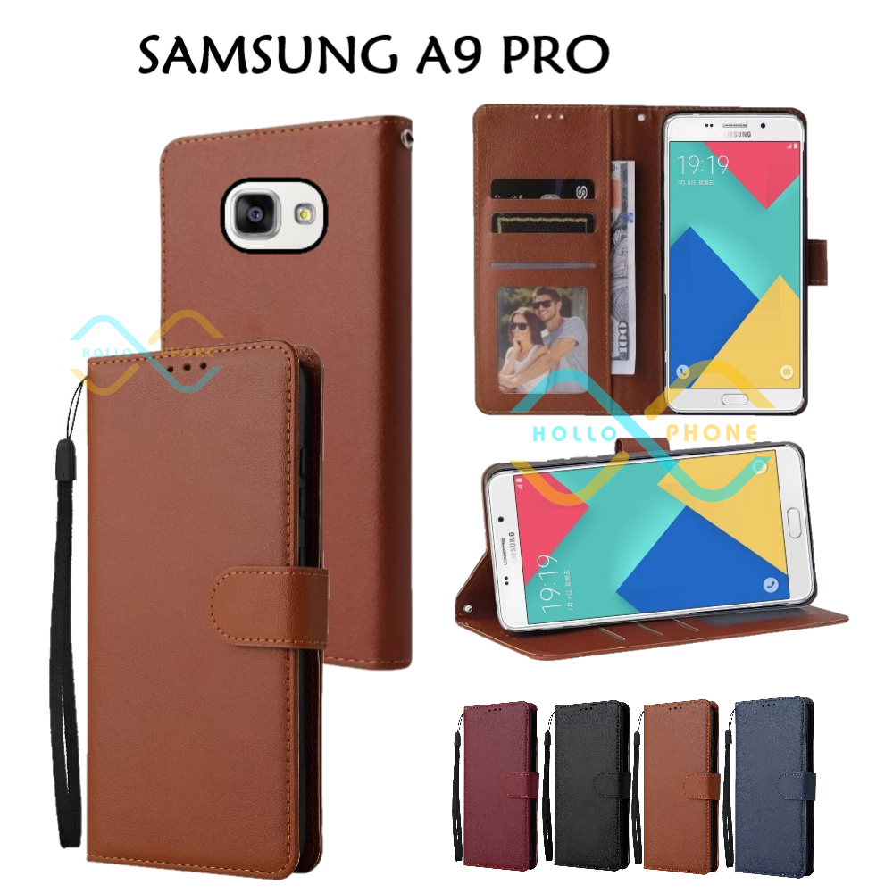 Flip Case Samsung A9 Pro Dompet Wallet Leather Case Premium Casing Hp Samsung A9 Pro