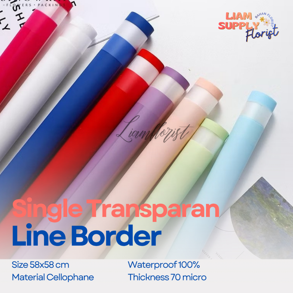 SINGLE TRANSPARENT LINE BORDER Flower Wrapping Paper/ Flower Wrapping Paper Double Border Matte Film