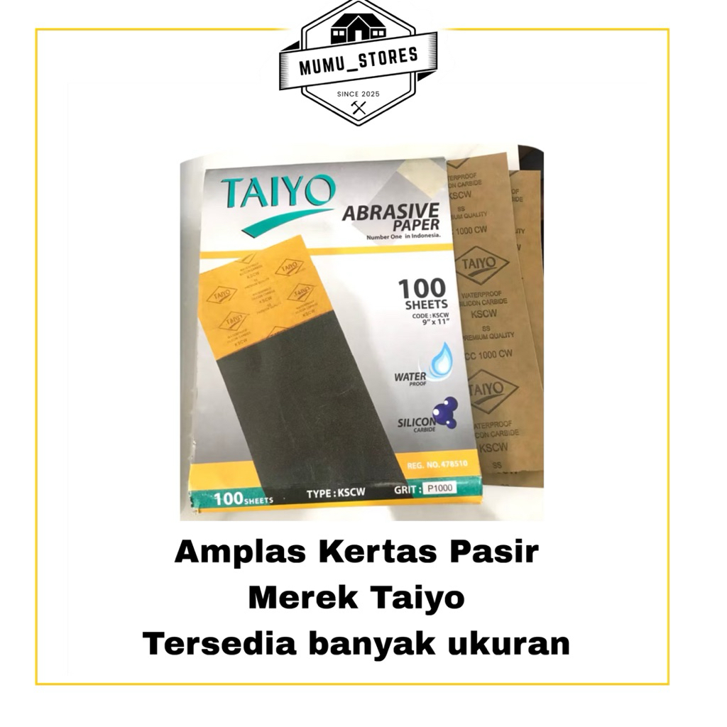 AMPLAS KERTAS PASIR LEMBARAN TAIYO / Tersedia banyak ukuran 60, 80, 150, 240, 600, 1000