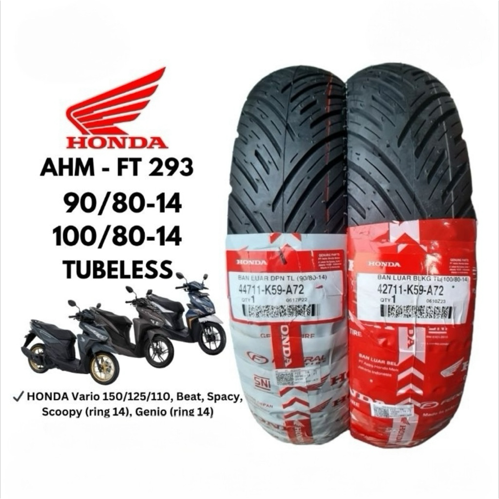 BAN TUBELESS FEDERAL AHM 90/80-14 & 100/80-14