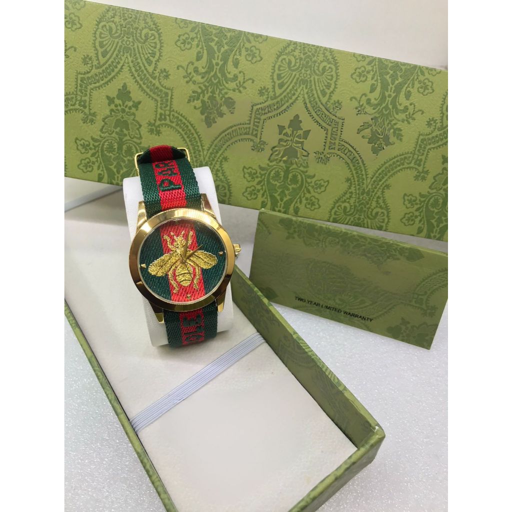 Jam Tangan Wanita Lebah DM 3.8CM Besar Case GOLD Kanvas Kulit Fullset Jam Tangan Fashion Cewek COD