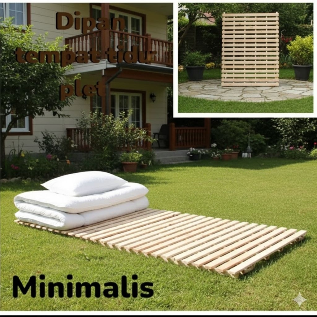 Dipan/Risbang tempat tidur aestetic kayu asli