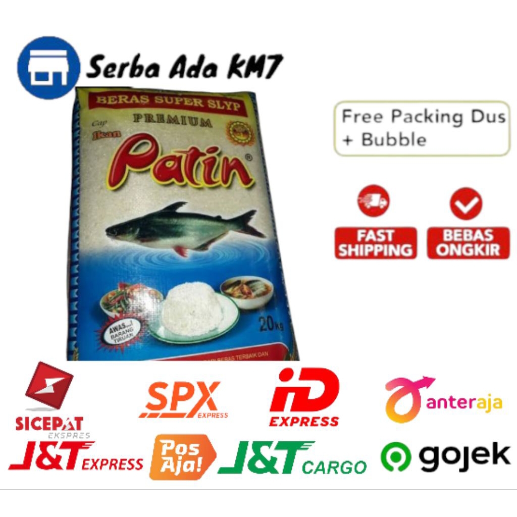 1 KARUNG BERAS PREMIUM PATIN 20 KG ( GRATIS ONGKIR INSTAN)