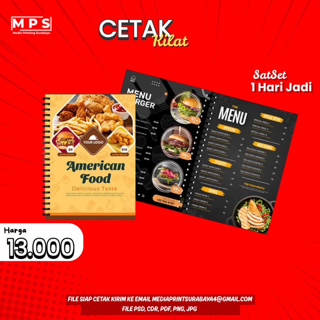 CETAK BUKU MENU I MENU MEJA LAMINATING