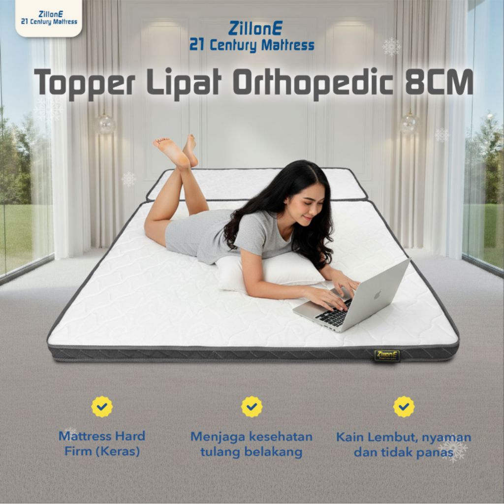 Zillone Topper Kasur Lipat Orthopedic 8cm D60 Firm Support – Topper Kasur Superior | Topper Kesehata