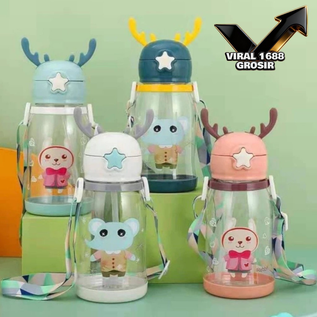 VIRAL - BOTOL MINUM ANAK RUSA BINTANG TANDUK RUSA UKURAN 700 ML BPA FREE