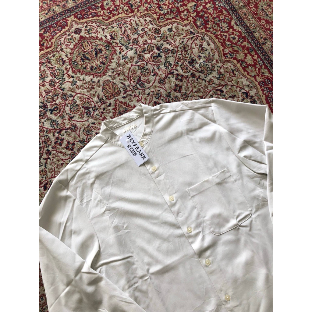 Kemeja Gu collarless shirt Casual gu japan mandarin collar work shirt HH024