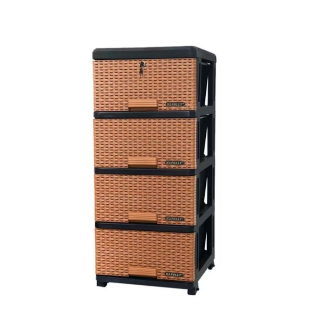 Lemari Kontainer Rotan + Kunci / Lemari Plastik / Laci 5 Susun & 4 Susun