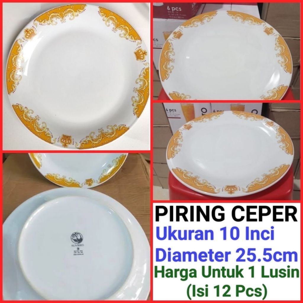 piring makanan keramik piring ceper piring lodor piring RM Padang MAHKOTA ukuran 10 Inci Harga untuk