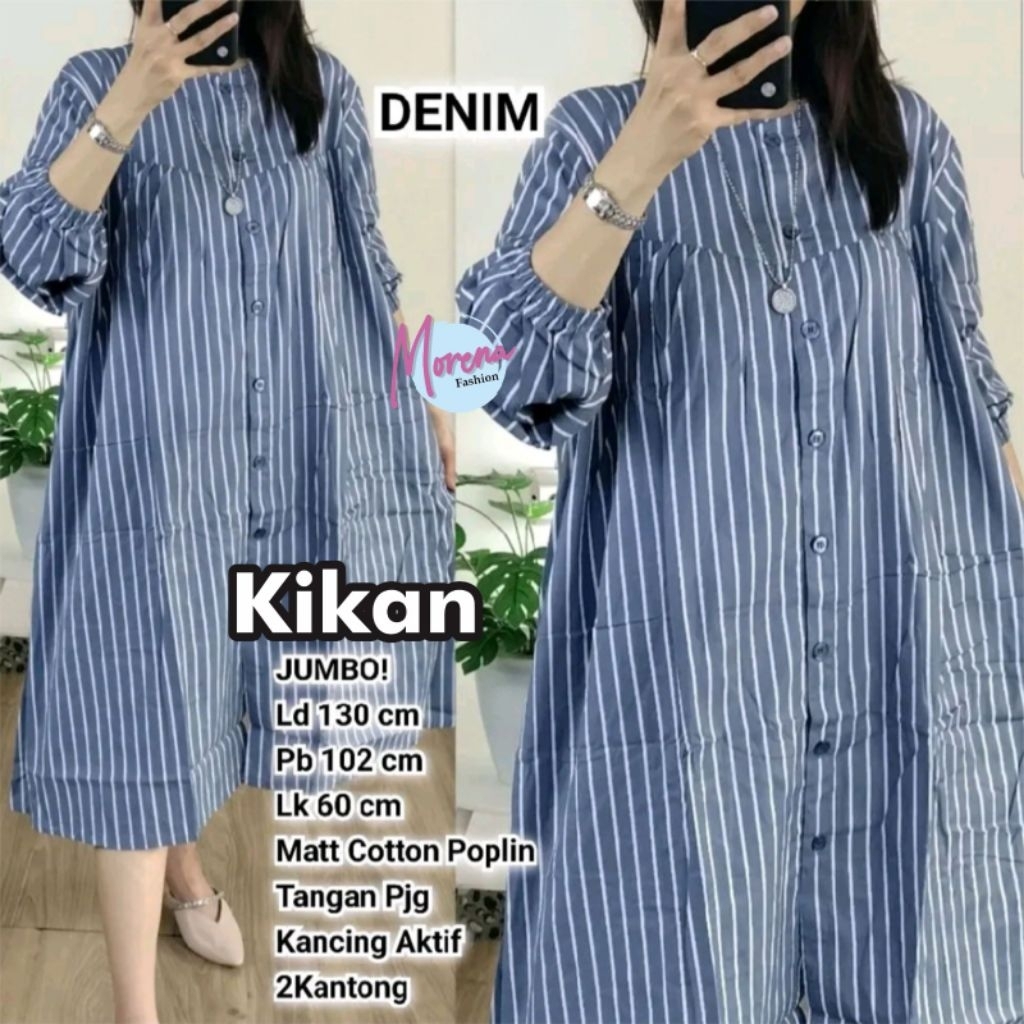 ATASAN LONG TUNIK JUMBO/KIKAN/BLOUSE LONG TUNIK WANITA KATUN POPLIN JUMBO LD 130 CM FIT XXXL