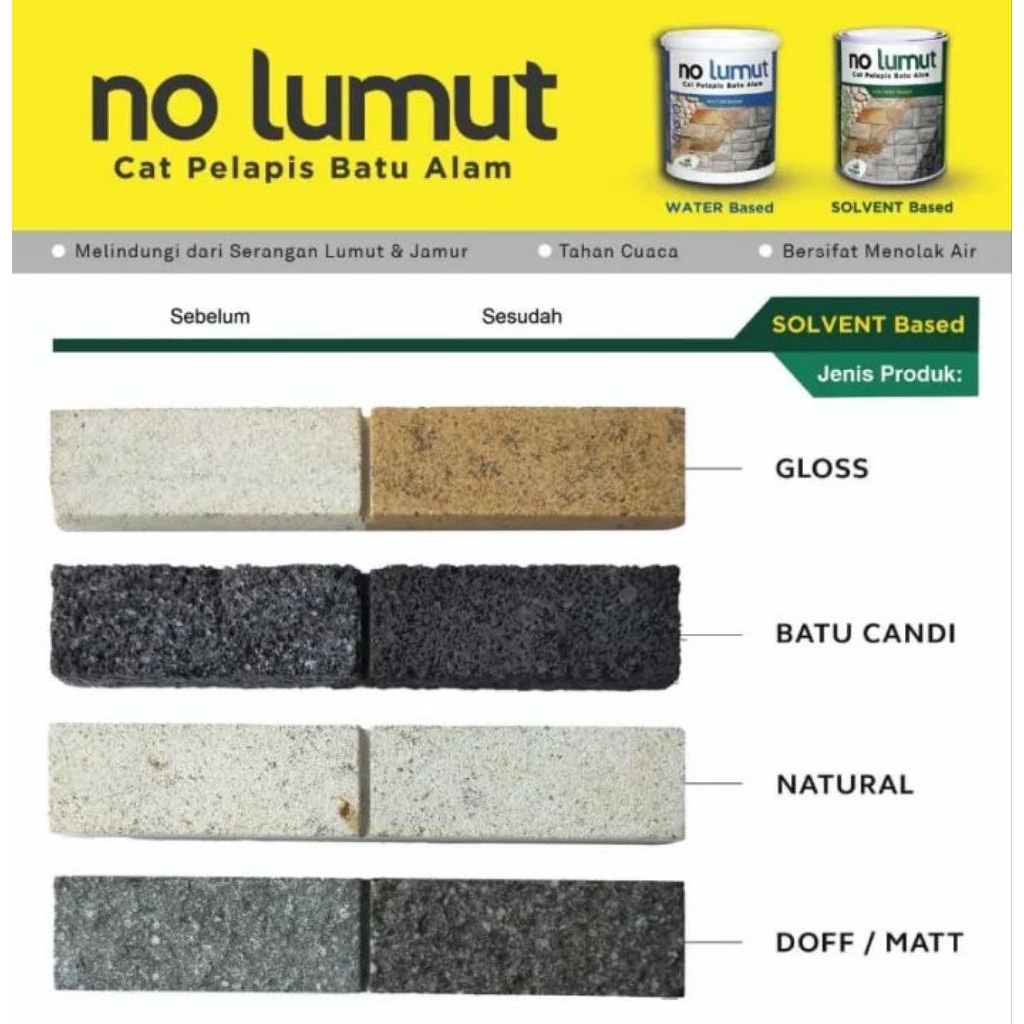 Avian no lumut solvent based, Avian cat pelapis batu alam kemasan 1 liter, Avian no lumut pelindung 