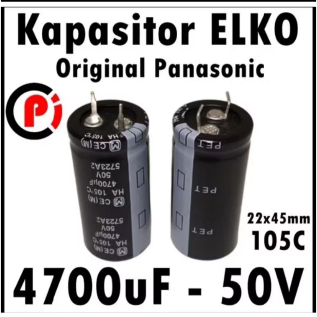 Elco 4700uf 50u panasonic original kaki paku
