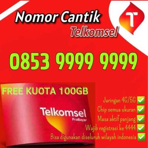 PROMO KARTU PERDANA KUOTA UTAMA 100GB No Cantik Telkomsel 12-Digit