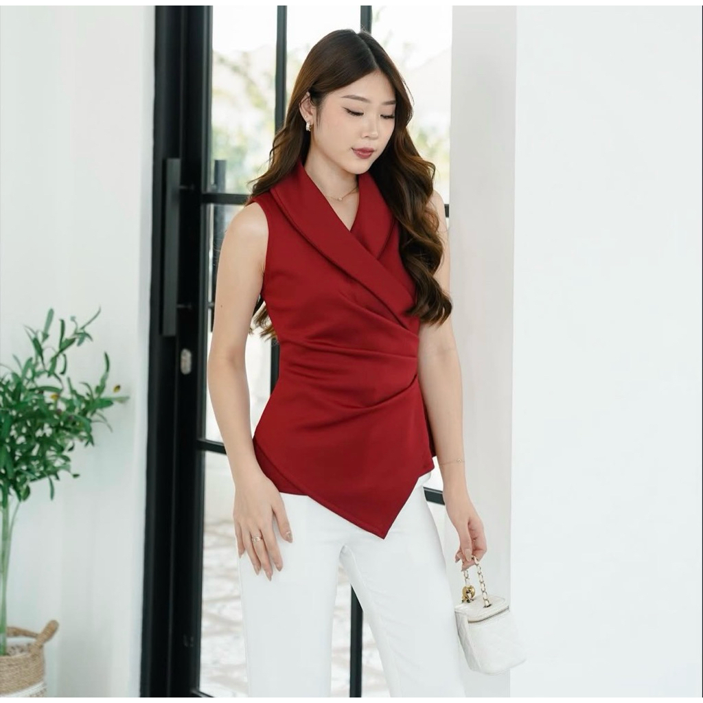 LILO Stella Top | Blouse Wanita | Atasan Wanita | Baju Wanita Vest | Blouse Vest | Baju Natal | Blou