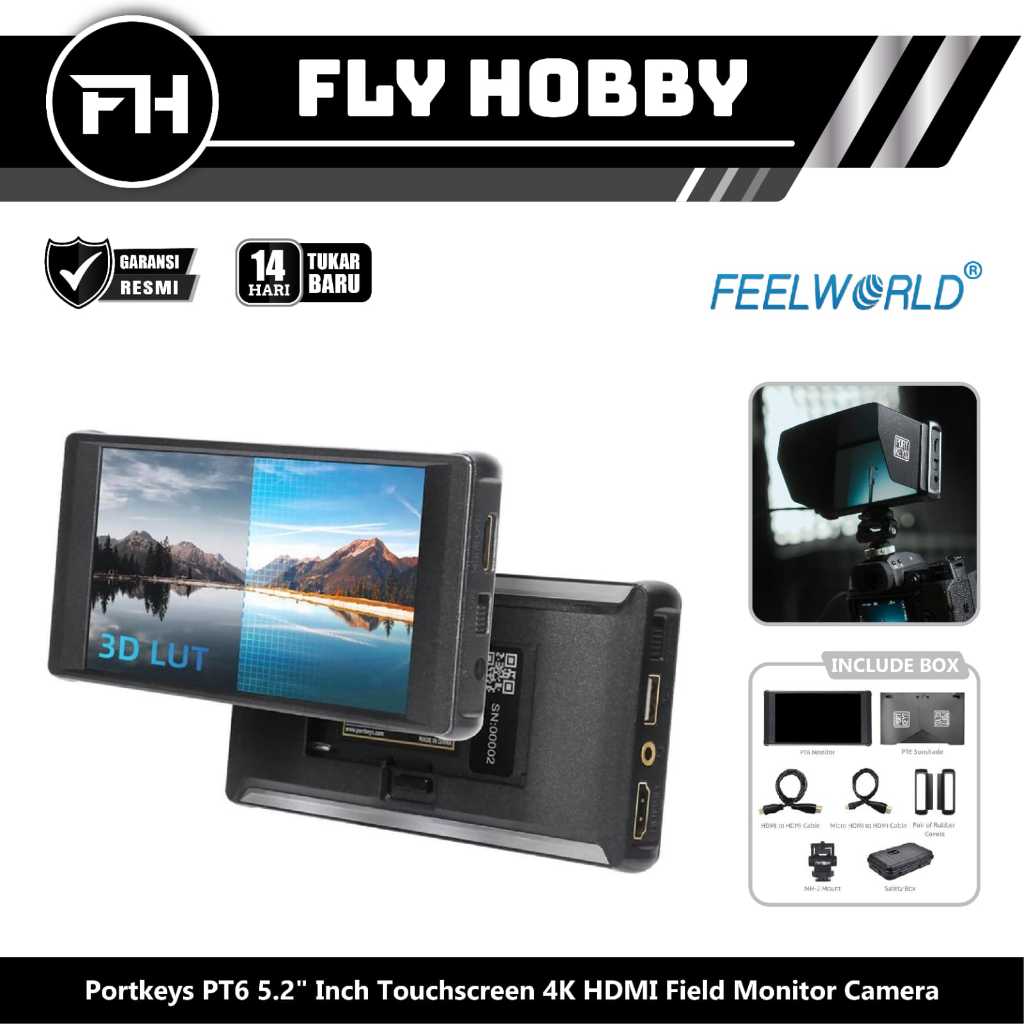 Portkeys PT6 5.2" Inch Touchscreen 4K HDMI Field Monitor Camera PT 6