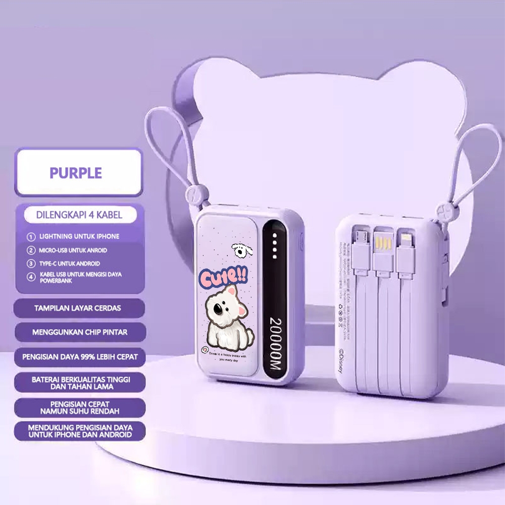 Mini size lotso Powerbank Portable 20000 mAh with 4 usb fast charging Dual Input Port Type C Micro U