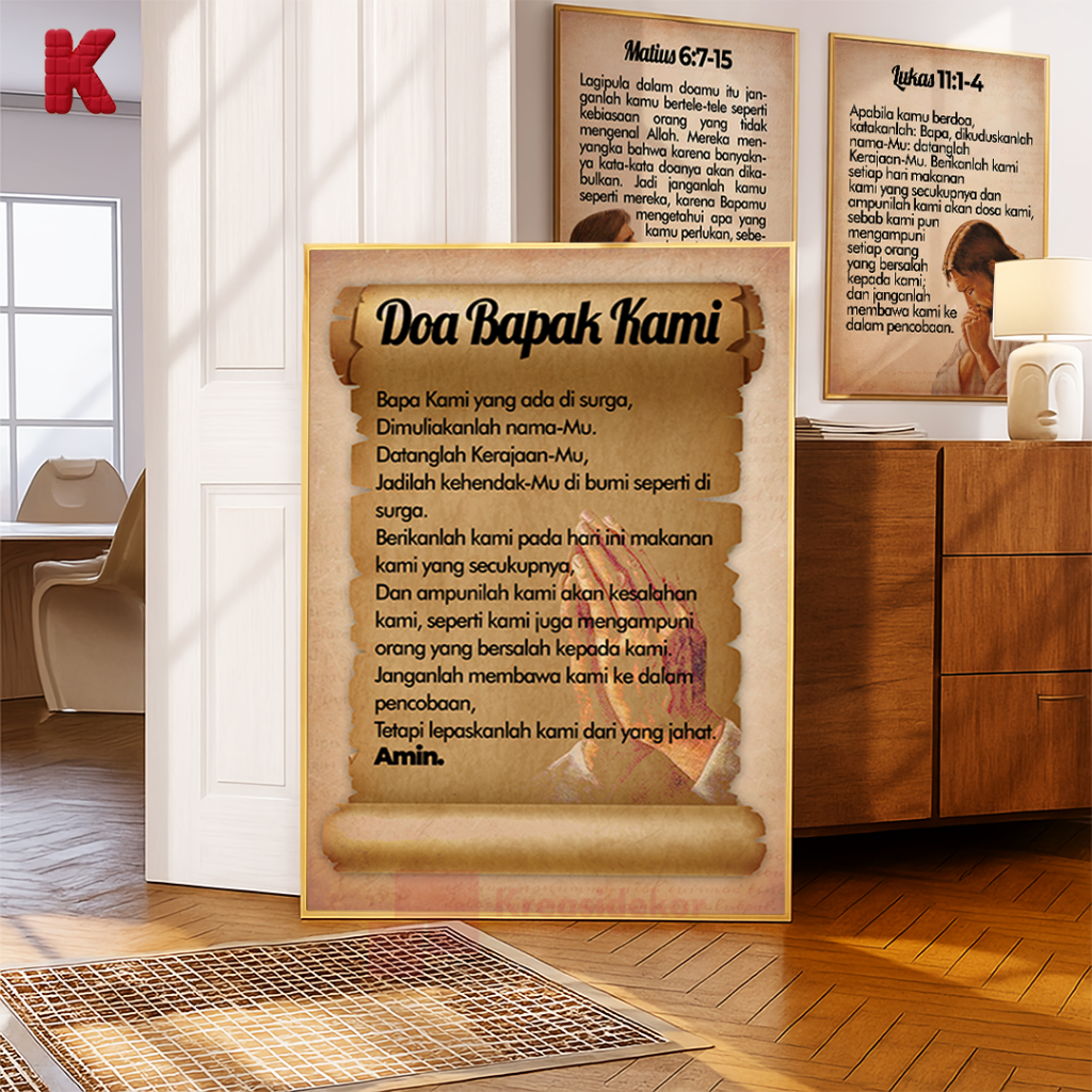 Kreasidekor Bingkai Frame Walnut Doa Bapa Kami Kristen Yesus Dekorasi Pajangan Rohani Kamar Rumah