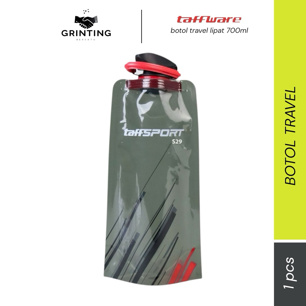 botol lipat hitam taffsport 700ml - botol traveling portabel