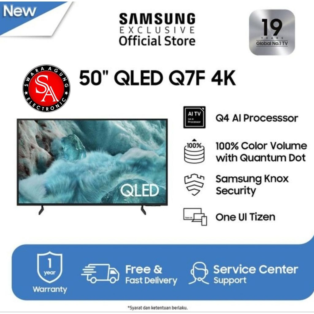 Led QLED UHD Smart TV 50 Inch Samsung Type: 50Q7F (Khusus Medan)