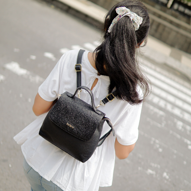 Backpack Wanita I Ransel Jadi Slingbag I VIMEI BAG I Tas Kulit Sapi Asli Berliano Indonesia