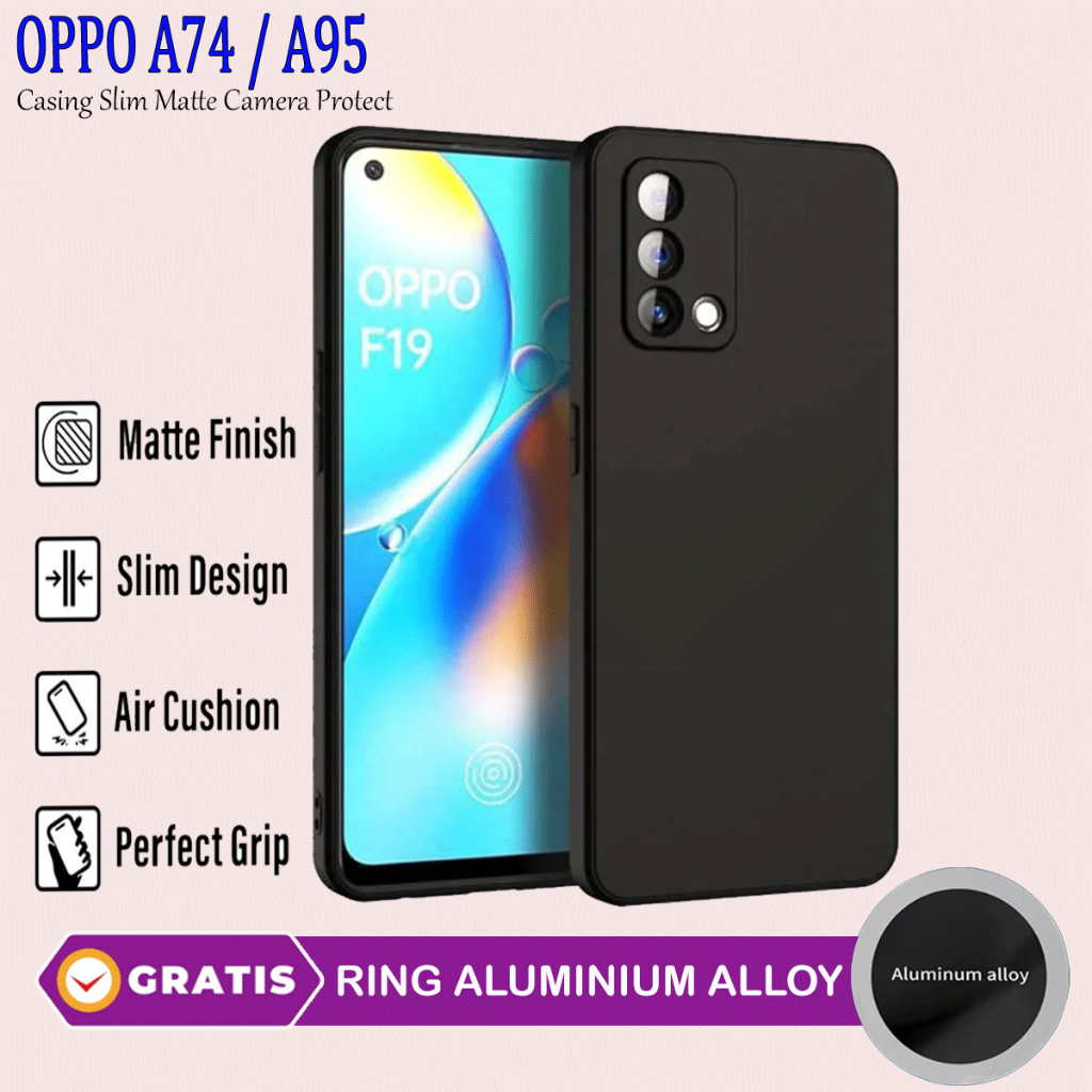 Case Oppo A74 A95 Softcase terbaru Black Slim Matte