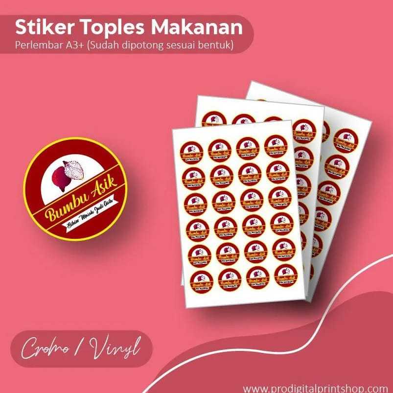 Stiker tutup toples/stiker label custom/stiker segel box/stiker botol/CROMO A3+