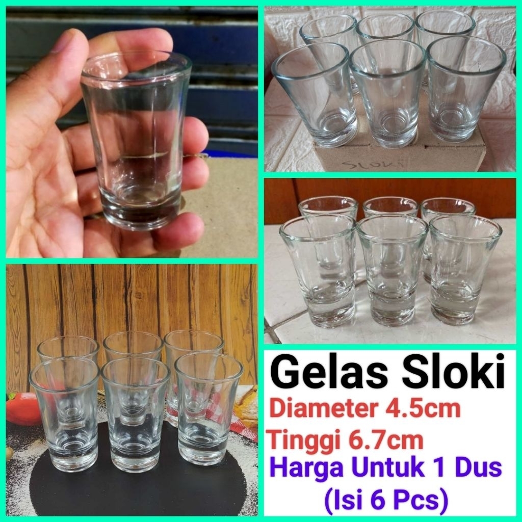 gelas kecil gelas sloki gelas air zam-zam ramping harga 1 Dus (Isi 6 Pcs)