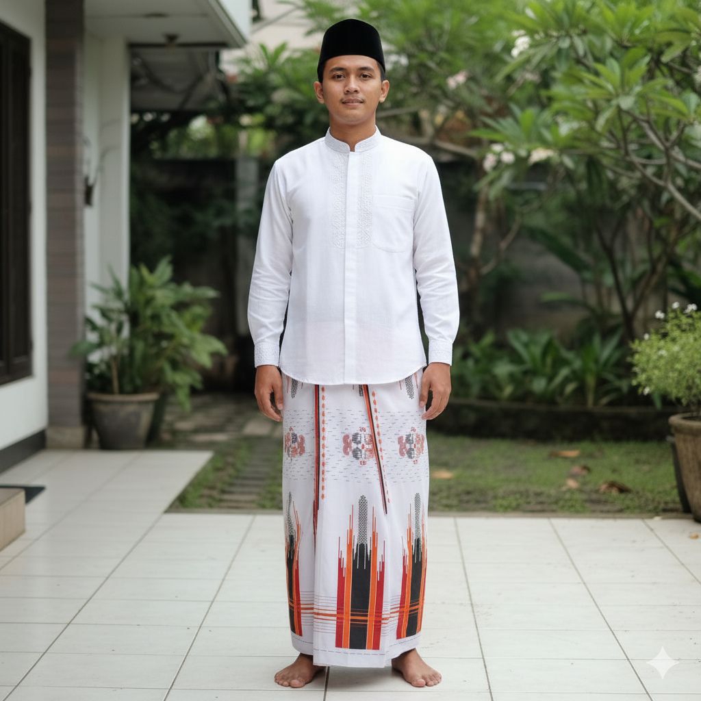 SARUNG ARDAN FAMILY PUTIH GOLD MOTIF SLK TERLARIS TERBATAS