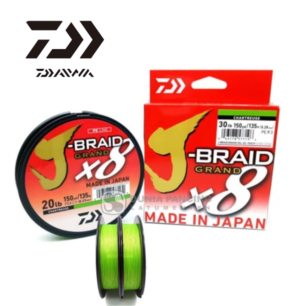 Senar PE 1 Daiwa J-BRAID GRAND X8 135 YDS 150 M casting gabus dan hampala