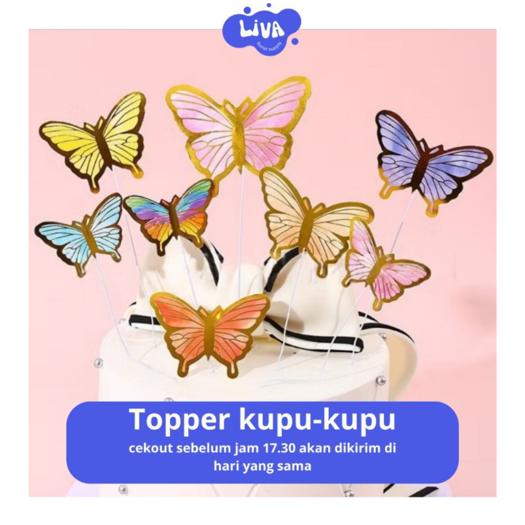 Topper kupu kupu / topper buket kupu kupu warna warni / topper cake