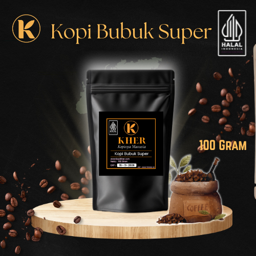 KHER Kopi Bubuk Super 100 Gram | Kopi Bubuk Strong | Kopi Hitam Murni Halal