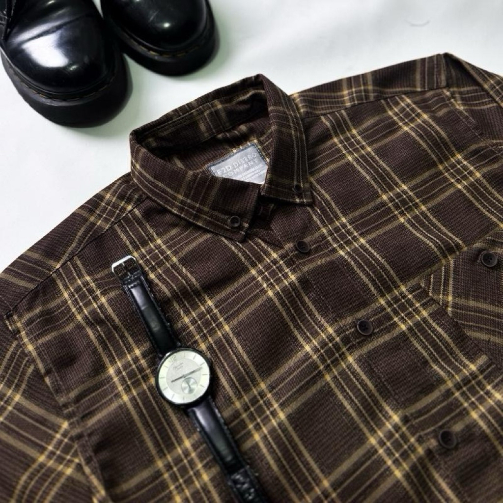KEMEJA FLANEL LENGAN PANJANG F2D SEMI WOL PREMIUM ET 54