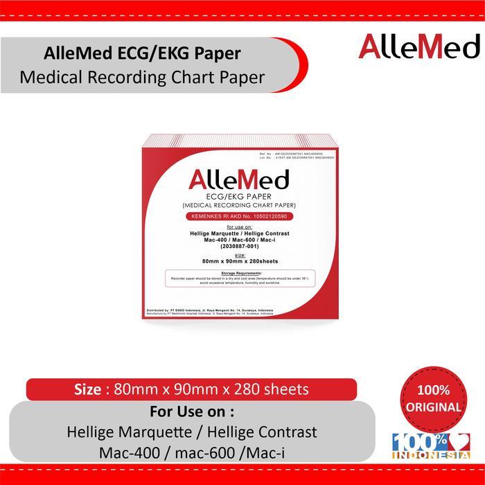 Ready Kertas Ekg 80Mmx90Mmx280 Lembar Ecg Paper Ge Marquette Mac-400/Mac-600