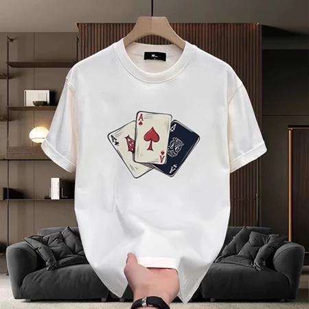 Baju Kaos Oversize Pria MAIN KERTU Motif Atasan Cowok 100% Katun Kaos Pria Menyerap Keringat S-XXL