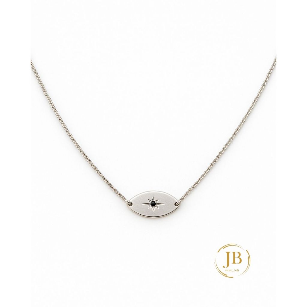 Single onyx eye Necklace silver 925