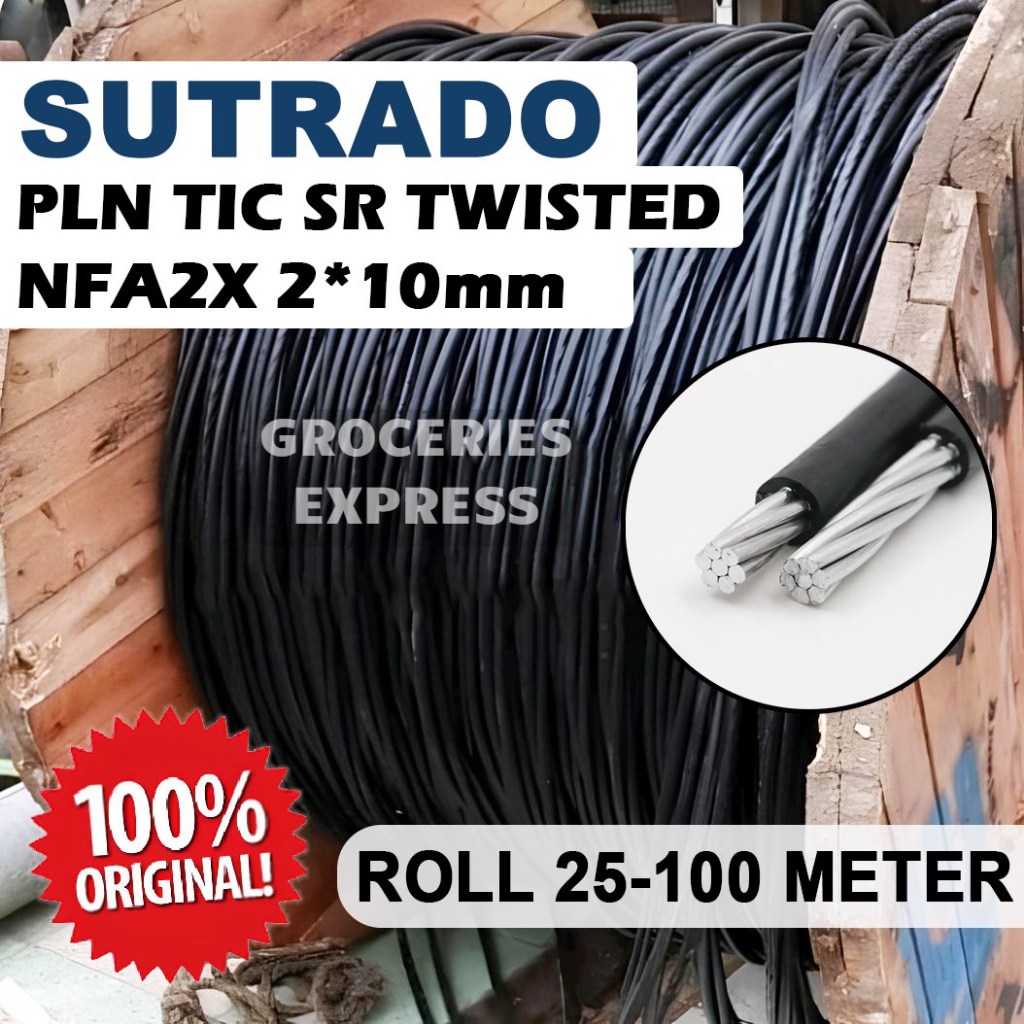 SUTRADO Kabel Twisted SR 2x10 MM SPLN & LMK Roll 25-100 Meter Kabel DX 2X10MM Original 100%