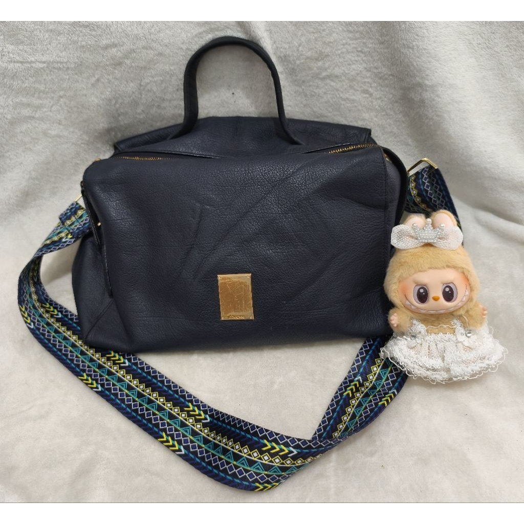 Tas kulit asli Navy sling Large Couronne Original