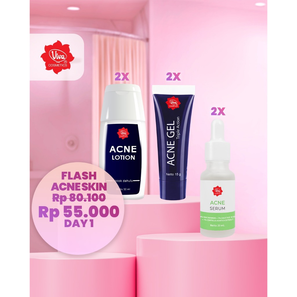 Paket 2 Viva Acne Gel, 2 Viva Acne Lotion, 2 Viva Acne Serum Viva Cosmetics