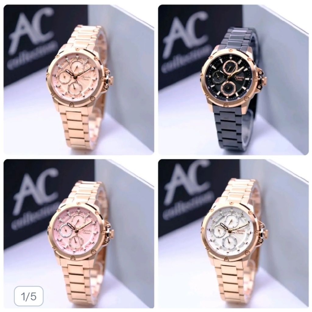 Alexander Christie 6564 Jam Wanita Rantai Stainless Steel Original