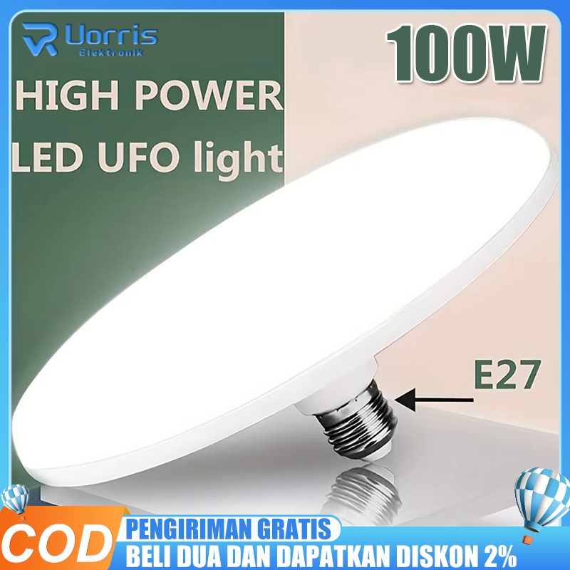 220V E27 Lampu LED Super Terang 20W 30W 40W 60W 100W UFO Lampu LED Lampu Meja Penerangan Putih Hanga