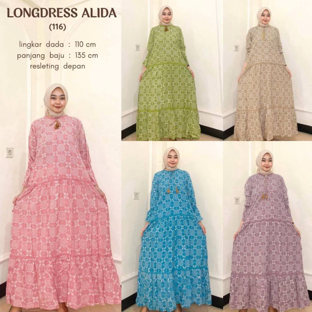 LONGDRES GAMIS ALIDA RAYON PREMIUM by BATIK PUTRI DIANA