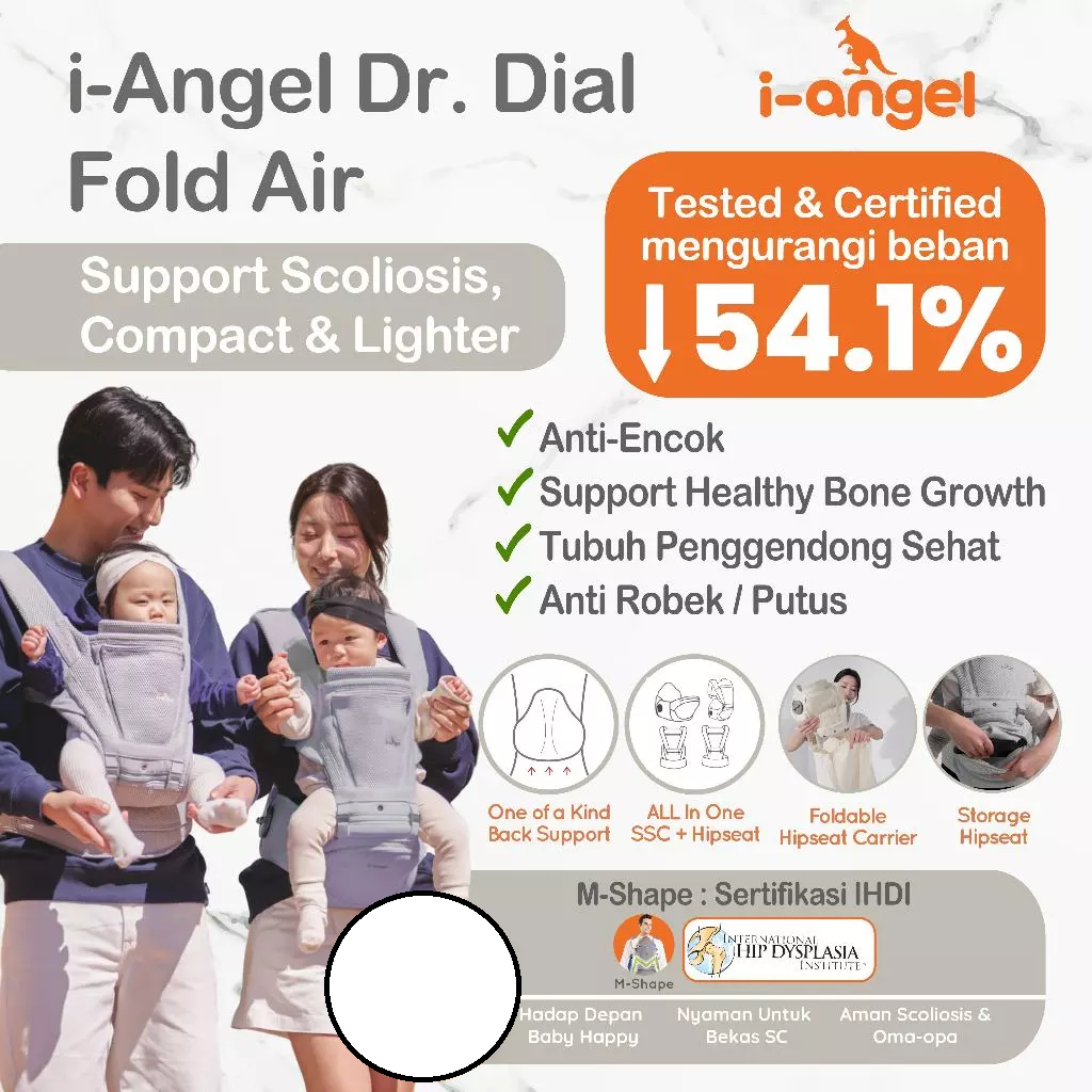 i-Angel Dr Dial Fold Air - Stronger, Lighter Comfort - M-Shape | Anti Pegal | SSC Hipseat Depan