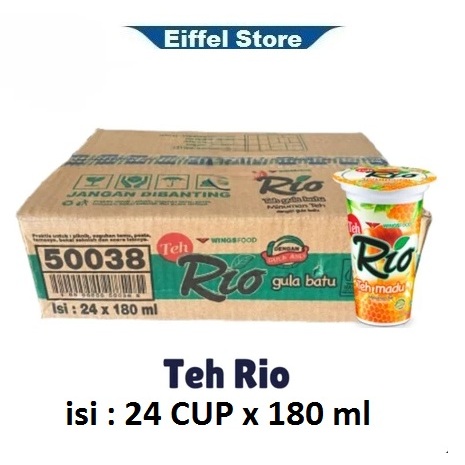 Teh Rio Gula Batu 180 ml isi 24 cup | Teh Rio Minuman Teh Rasa Gula Batu, Madu dan Original 180 ml