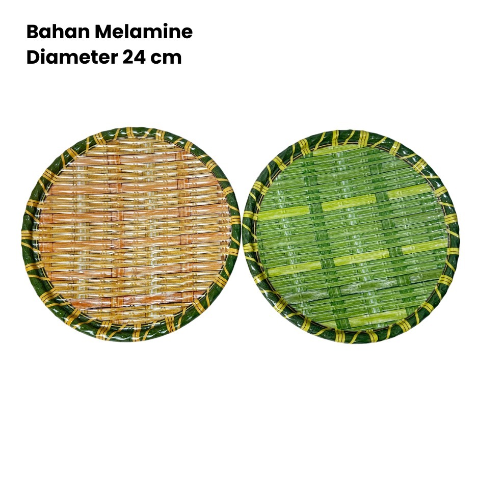 Piring Makan Melamin Motif Bambu Rotan Singa Singi