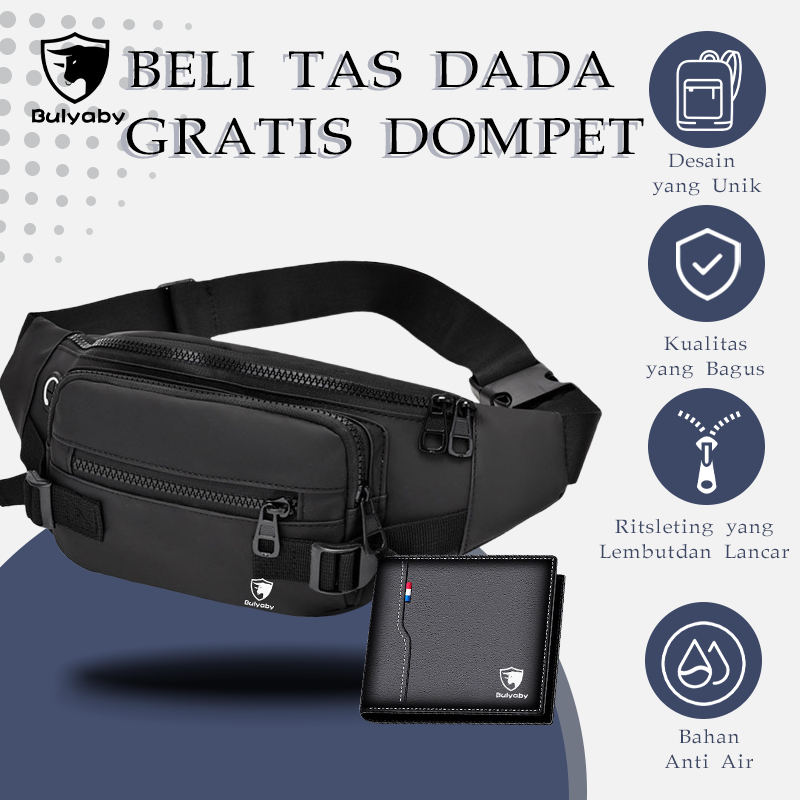 Beli satu gratis satu Tas Pinggang Pria Fashion Kapasitas Besar Tas Pinggang Pria
