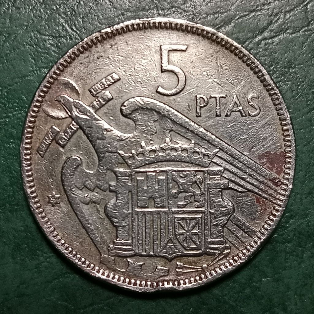 Koin Spanyol Jadul 5 pesetas tahun 1957