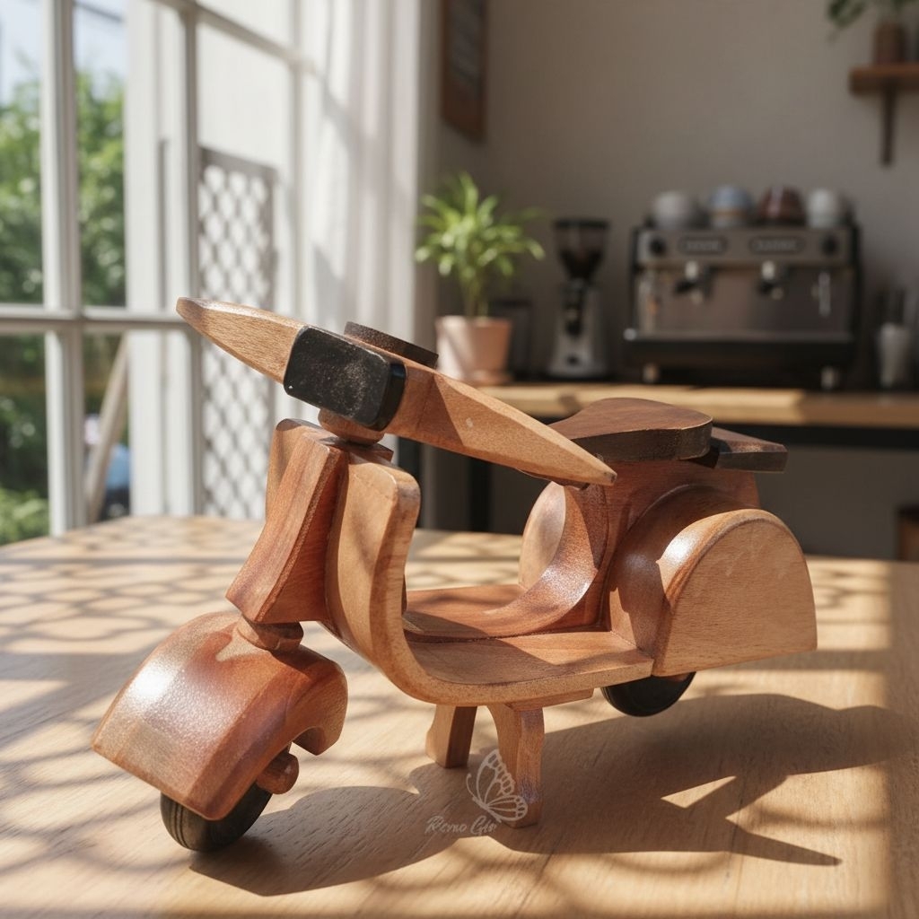 MAINAN MOTOR VESPA KAYU UKURAN BESAR MINIATUR VESPA KAYU MURAH