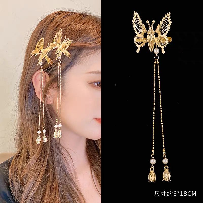 { OMG } Jepit Kupu-kupu Bergerak Jepitan Rambut Butterfly Rumbai / Jepitan Kupu-kupu Rumbai / Jepita