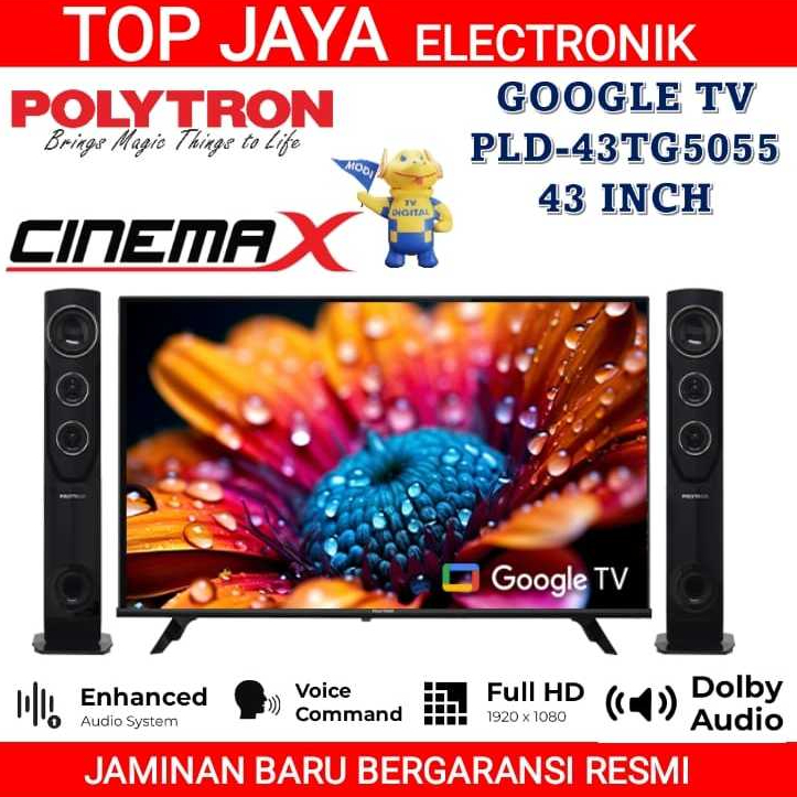 GOOGLE TV POLYTRON 43 INCH CINEMAX PLD-43TG5055/TV ANDROID POLYTRON 43 INCH CINEMAX GOOGLE TV