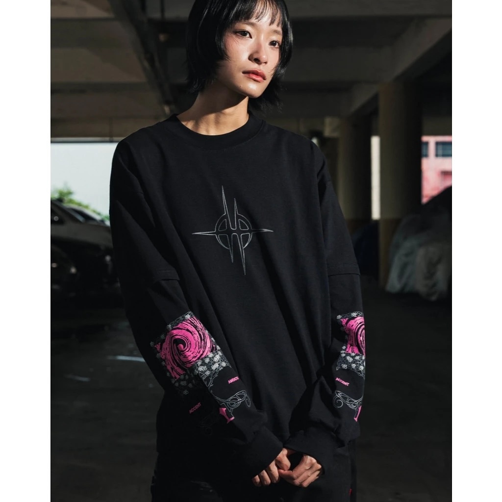 ACCENTAMBIOS T-SHIRT - LS TREEBLACK DOUBLE LAYER